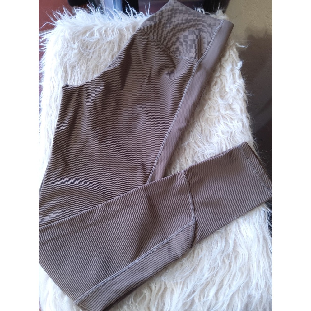 Glyder Taupe Brown Ribbed High Waisted Athletic Leggings Size Medium
